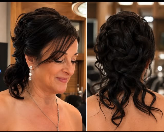 Formal dark hair updo created at Elisa’s Hair Studio